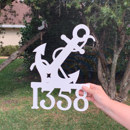 House Number Sign - Anchor with Rope, Address Plaque, Custom, Personalized, Housewarming Gift, Outdoor Decor, Ships Free To Mainland USA