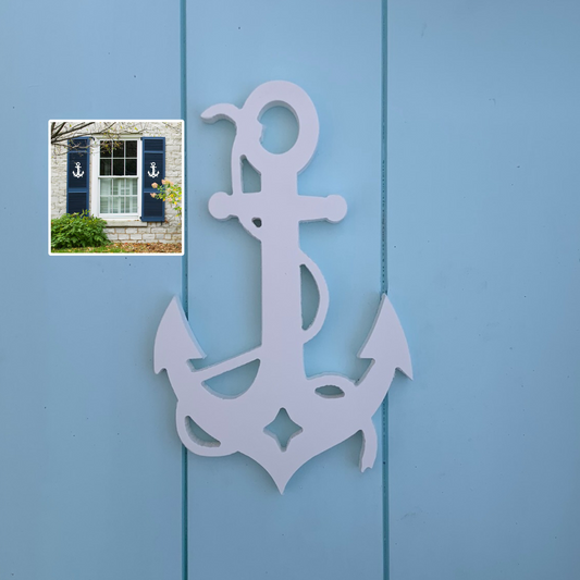 Shutter Embellishments - Anchor with Rope Wall Art Small approx 8" x 5", Custom, Outdoor Decor, Coastal, Tropical, Ships Free to Mainland USA (Copy)