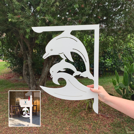Mailbox Bracket - Dolphin with Baby Large 16x21 inch, Custom Mailbox, Coastal, Tropical, Bracket, Outdoor Decor, Mailbox & Post Not Included