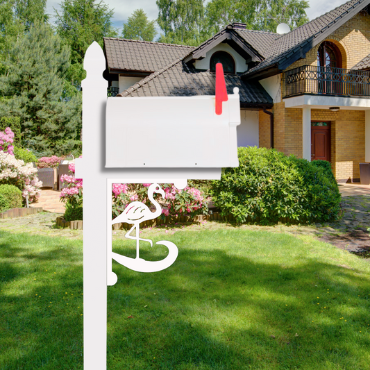 Mailbox Bracket - Flamingo Medium 12x16 inch, Custom Mailbox, Coastal, Tropical, Bracket, Outdoor Decor, Mailbox & Post Not Included