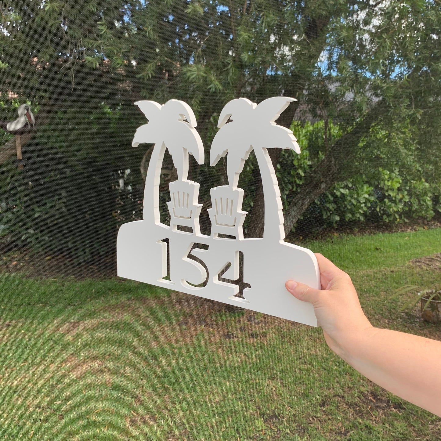 House Number Plaque - Palm Adirondaks, Address Plaque, Custom, Personalized, Housewarming Gift, Outdoor Decor, Ships Free To Mainland USA