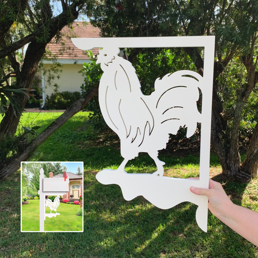 Mailbox Bracket - Rooster Large 16x21 inch, Custom Mailbox, Coastal, Tropical, Bracket, Outdoor Decor, Mailbox & Post Not Included