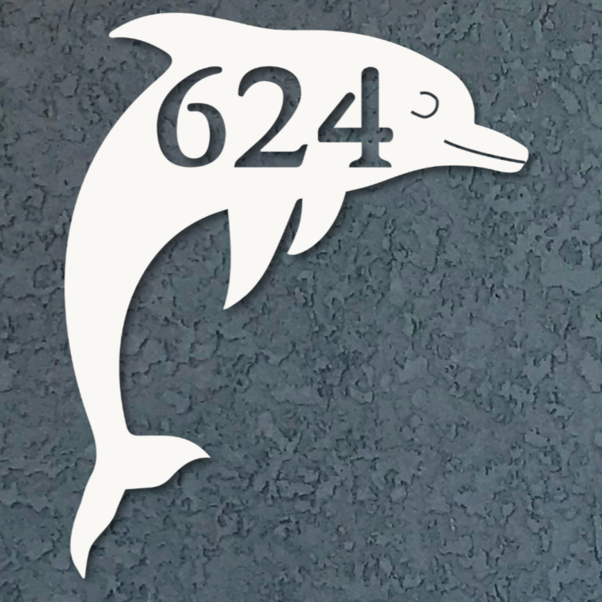 House Number Plaque - Dolphin, Address Plaque, Custom, Personalized, Housewarming Gift, Tropical, Outdoor Decor, Ships Free To Mainland USA