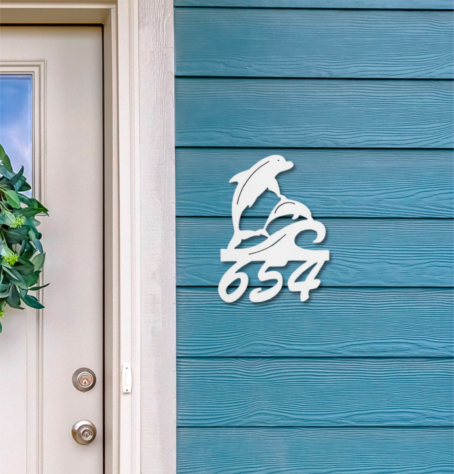 House Number Sign, Dolphin w/Baby, Address Plaque, Address Sign, Custom, Personalized Sign, Housewarming Gift, Coastal, Tropical, Outdoor
