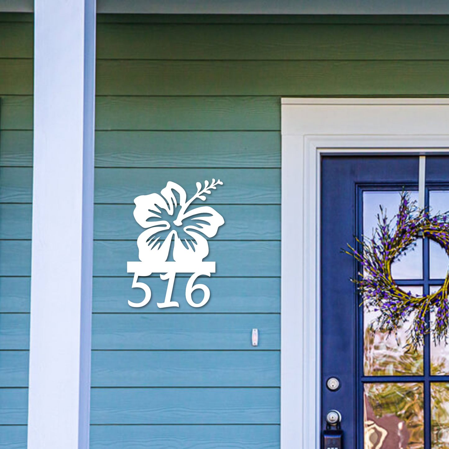 House Number Sign, Hibiscus, Address Plaque, Address Sign, Custom, Personalized Sign, Housewarming Gift, Coastal, Tropical, Outdoor Decor