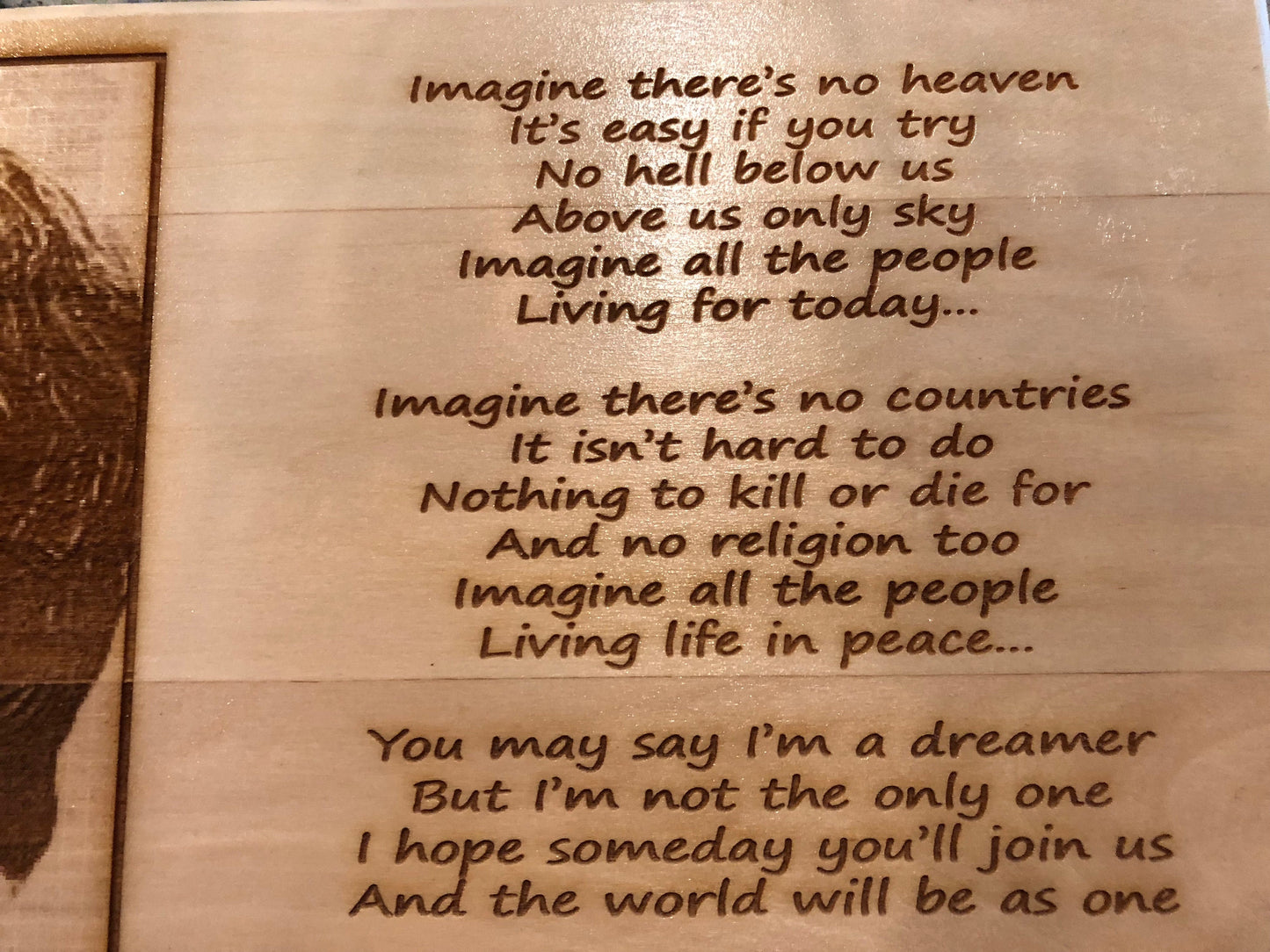 Wall Plaque, John Lennon - Imagine,  Picture and Lyrics