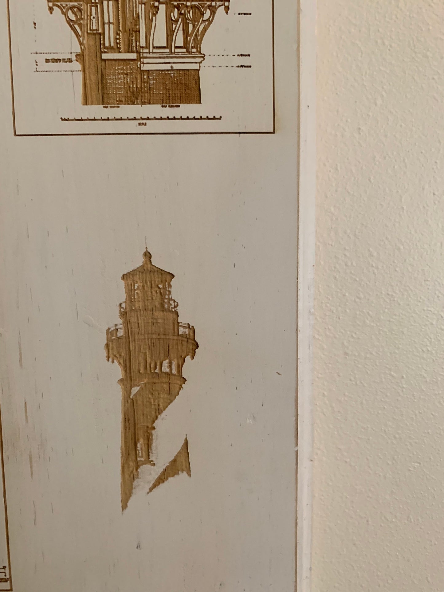 Map Engraved - St Augustine Lighthouse, Custom Engraving, Wood Wall Art, Laser Engraved, Wall Art, Custom Gift,  16 x 12 inches approx