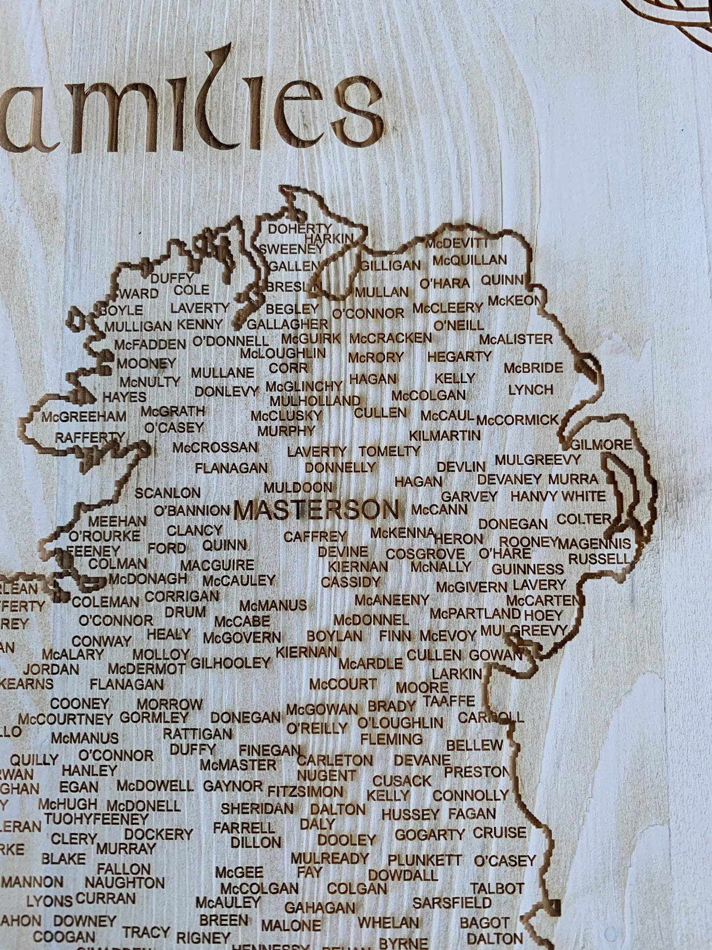 Map Engraved - Irish Family Name, Custom Engraving, Wood Wall Art, Laser Engraved, Topographic, Wall Art, Custom, Custom Gift 16 x 12 inches