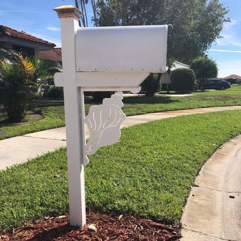Mailbox Bracket - Conch Large 16x21 inch, Custom Mailbox, Coastal, Tropical, Bracket, Outdoor Decor, Mailbox & Post Not Included