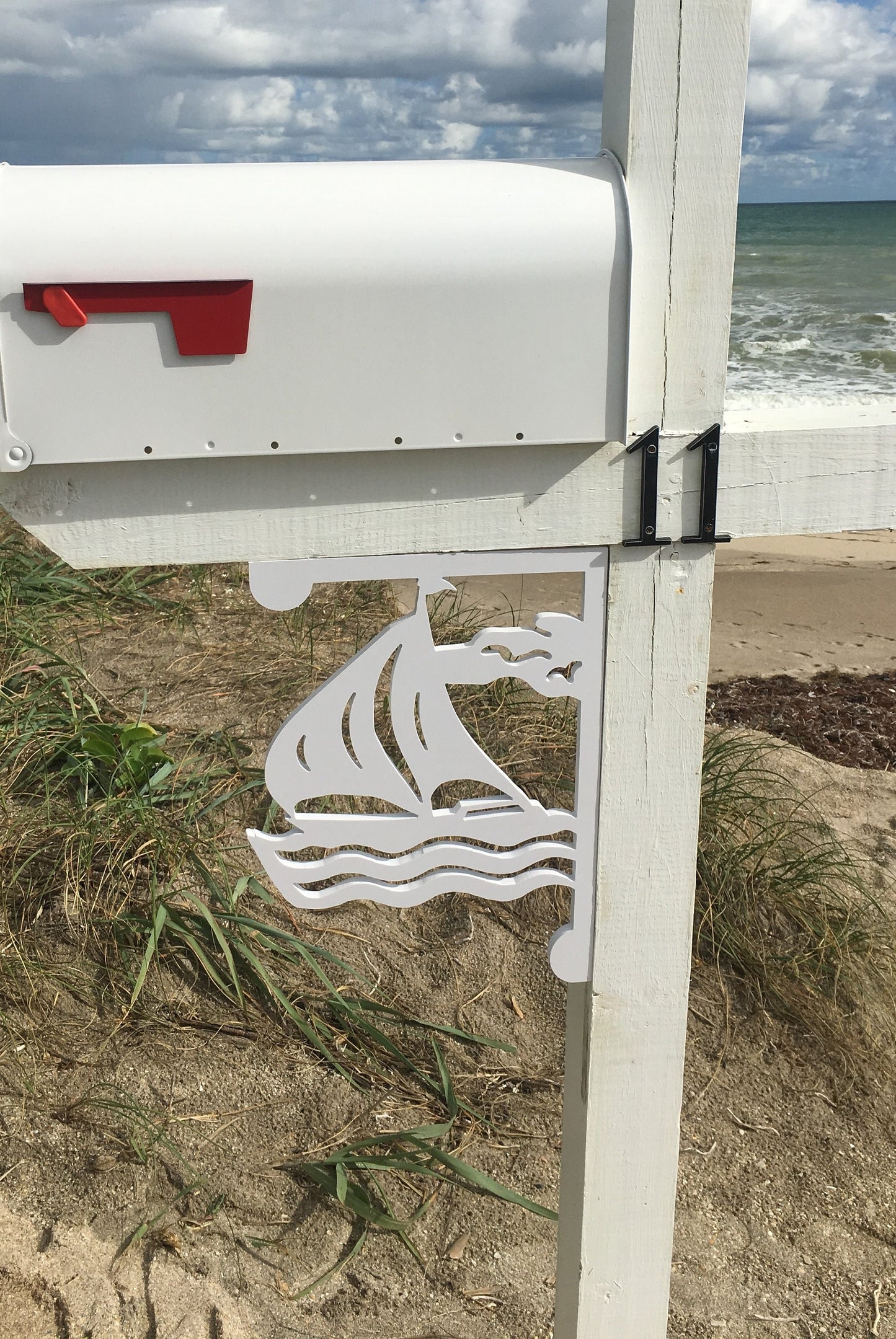 Mailbox Bracket - Sailboat Medium 12x16 inch, Custom Mailbox, Coastal, Tropical, Bracket, Outdoor Decor, Mailbox & Post Not Included