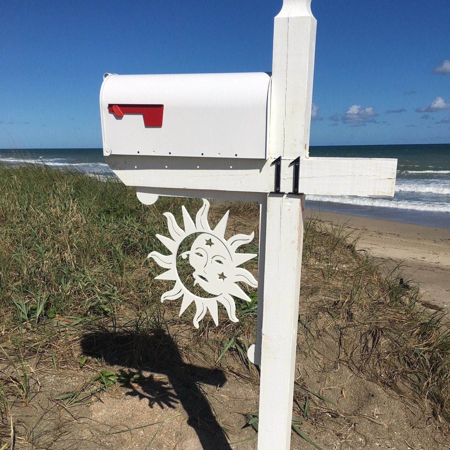 Mailbox Bracket - Sun and Moon Large 16x21 inch, Custom Mailbox, Coastal, Tropical, Bracket, Outdoor Decor, Mailbox & Post Not Included