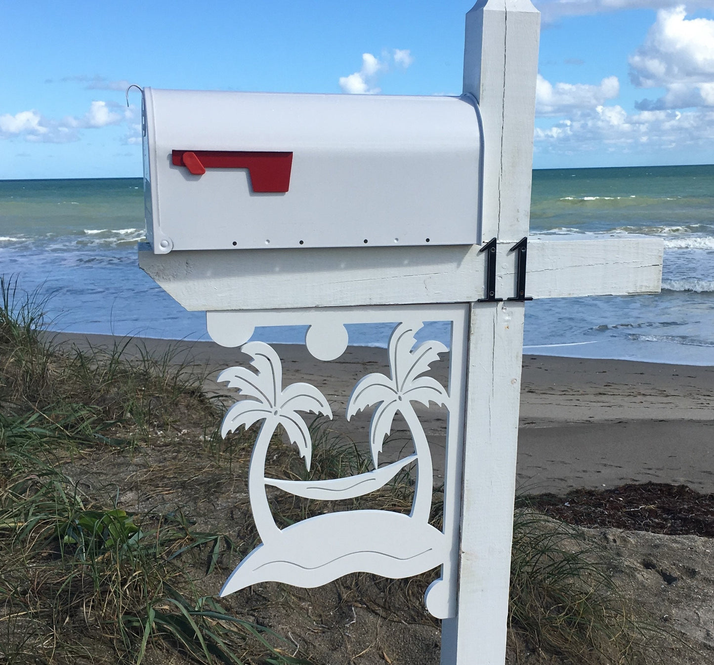 Mailbox Bracket - Palm Tree Hammock Large 16x21 inch, Custom Mailbox, Coastal, Tropical, Bracket, Outdoor Decor, Mailbox & Post Not Included