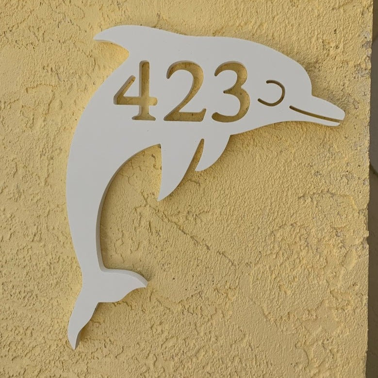 House Number Plaque - Dolphin, Address Plaque, Custom, Personalized, Housewarming Gift, Tropical, Outdoor Decor, Ships Free To Mainland USA