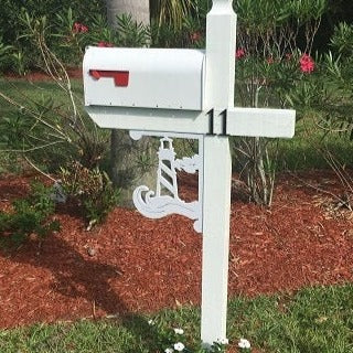 Mailbox Bracket - Lighthouse Medium 12x16 inch, Custom Mailbox, Coastal, Tropical, Bracket, Outdoor Decor, Mailbox & Post Not Included