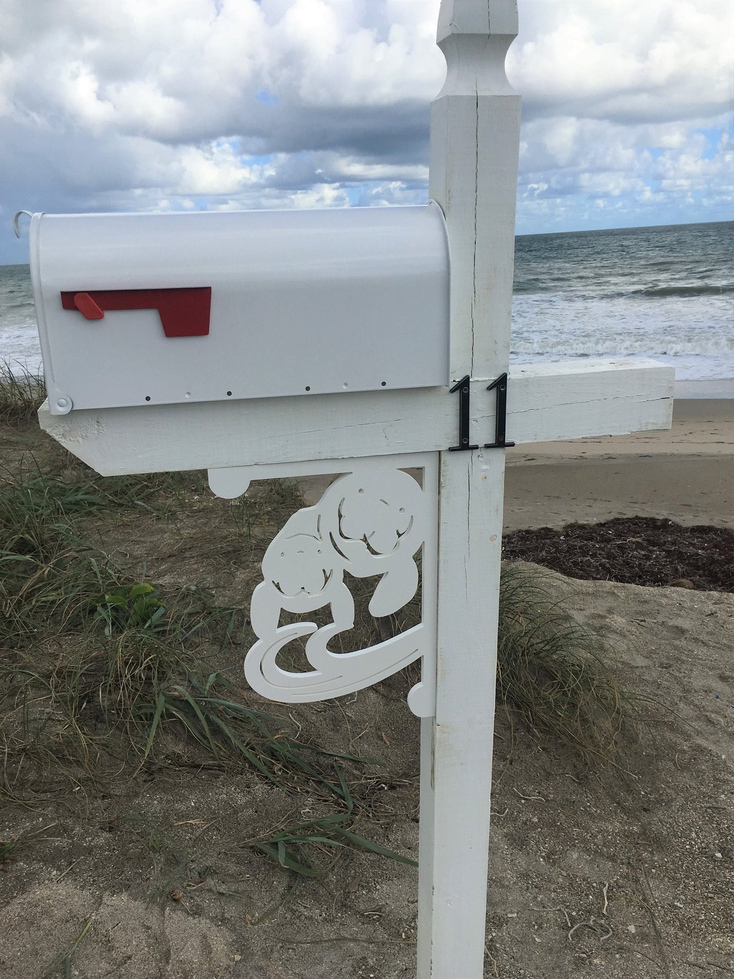 Mailbox Bracket - Manatee & Baby Medium 12 x 16 inch, Custom Mailbox, Coastal, Tropical, Bracket, Outdoor Decor, Mailbox & Post Not Incl.