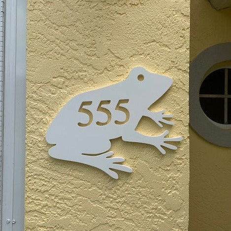 House Number Plaque - Frog Sitting, Address Plaque, Custom, Personalized, Housewarming Gift, Outdoor Decor, Ships Free To Mainland USA