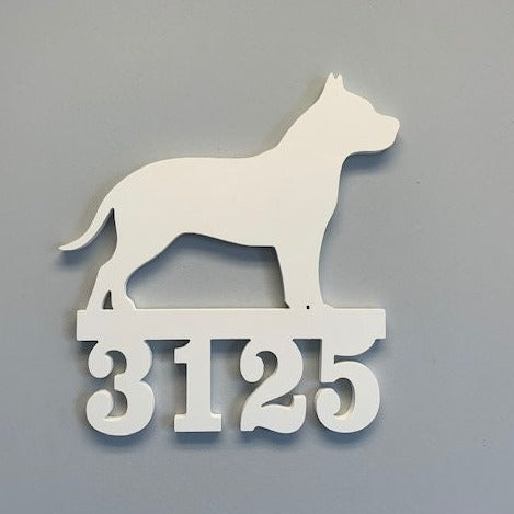 House Number Sign, Pitbull, Address Plaque, Address Sign, Custom, Personalized Sign, Housewarming Gift, Coastal, Tropical, Outdoor Decor