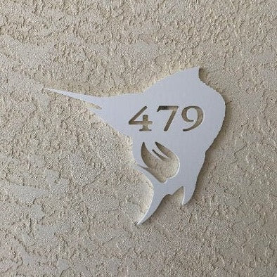 House Number Plaque - Sailfish, Address Plaque, Custom, Personalized, Housewarming Gift, Tropical, Outdoor Decor, Ships Free To Mainland USA