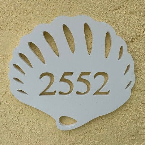 House Number Plaque - Seashell, Address Plaque, Custom, Personalized, Housewarming Gift, Tropical, Outdoor Decor, Ships Free To Mainland USA