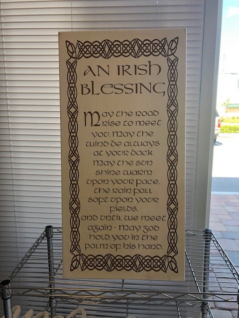 Map Engraved - Irish Blessing, Custom Engraving, Wood Wall Art, Laser Engraved, Topographic, Custom Map, Custom Gift, 24 X 12 inches