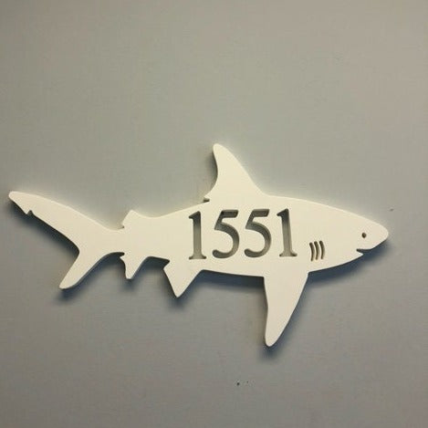 House Number Plaque - Shark, Address Plaque, Custom, Personalized, Housewarming Gift, Tropical, Outdoor Decor, Ships Free To Mainland USA