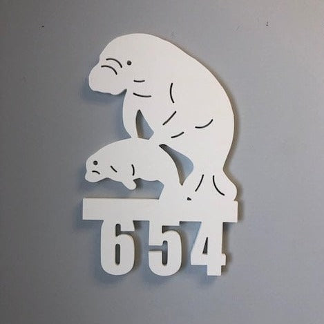 House Number Sign, Manatee w/Baby, Address Plaque, Address Sign, Custom, Personalized Sign, Housewarming Gift, Coastal, Tropical, Outdoor