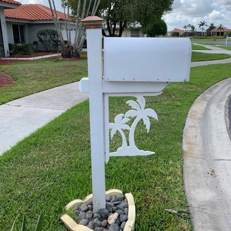 Mailbox Bracket - Palm Tree Double Large 16x21 inch, Custom Mailbox, Coastal, Tropical, Bracket, Outdoor Decor, Mailbox & Post Not Included