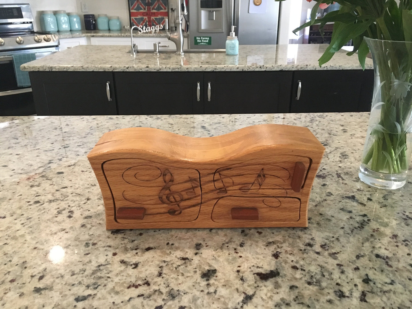 Solid Wood Box W/Drawers - Music Notes, Jewelry Box, Handcrafted, Custom Box, Personalized Box, Handmade, Box, Decor, Engraved, Stash Box
