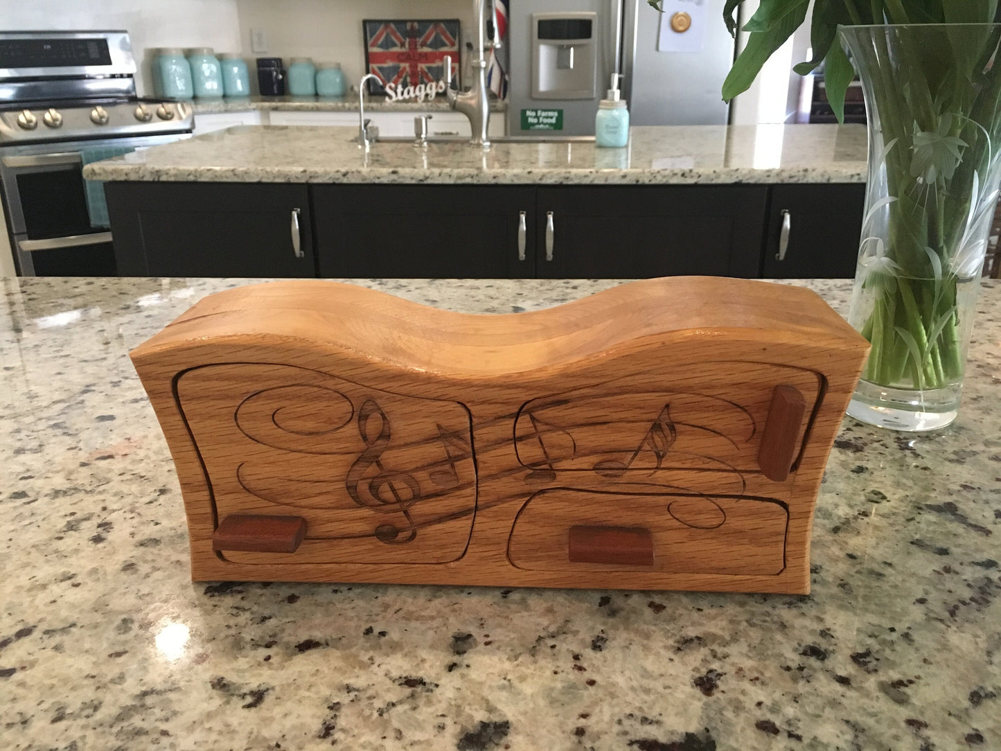 Solid Wood Box W/Drawers - Music Notes, Jewelry Box, Handcrafted, Custom Box, Personalized Box, Handmade, Box, Decor, Engraved, Stash Box