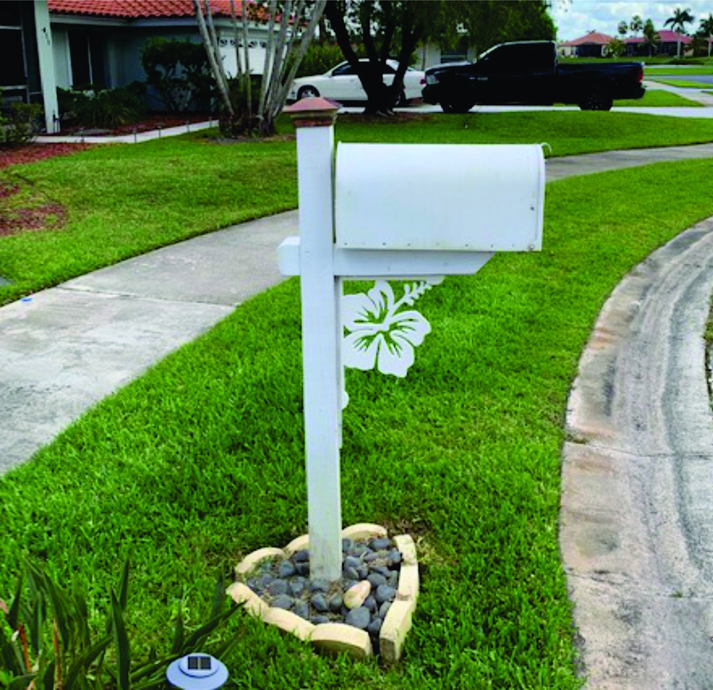 Mailbox Bracket - Hibiscus Medium 12x16 inch, Custom Mailbox, Coastal, Tropical, Bracket, Outdoor Decor, Mailbox & Post Not Included