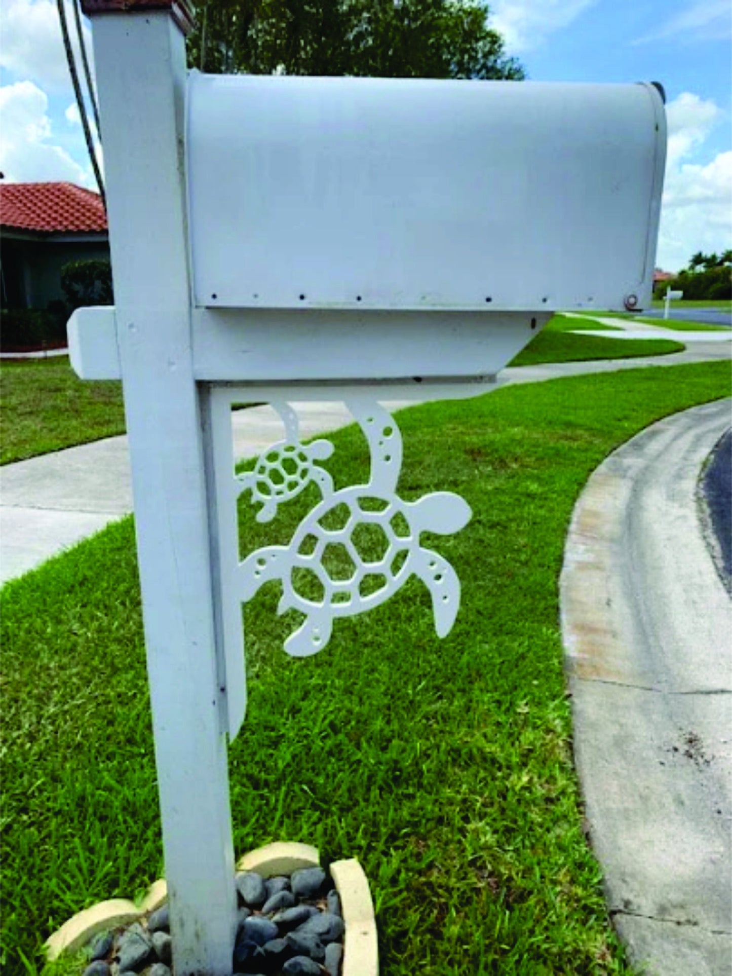 Mailbox Bracket - Turtle & Baby Large 16x21 inch, Custom Mailbox, Coastal, Tropical, Bracket, Outdoor Decor, Mailbox & Post Not Included