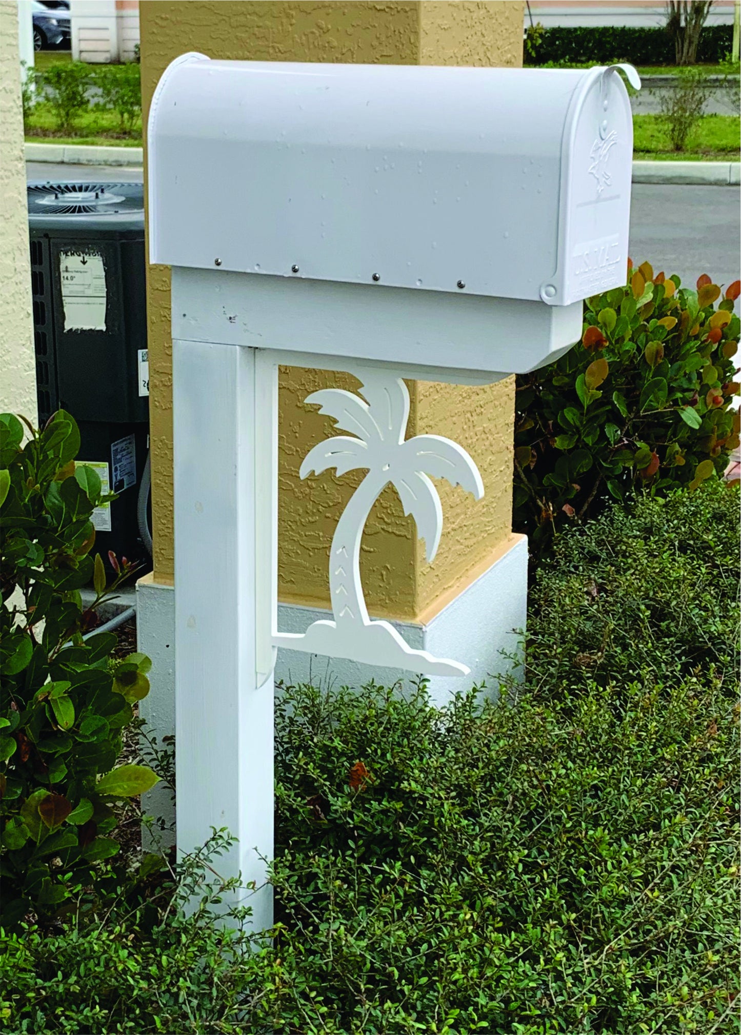 Mailbox Bracket - Palm Tree W/Island Medium 12x16 inch, Custom Mailbox, Tropical, Bracket, Outdoor Decor, Mailbox & Post Not Included