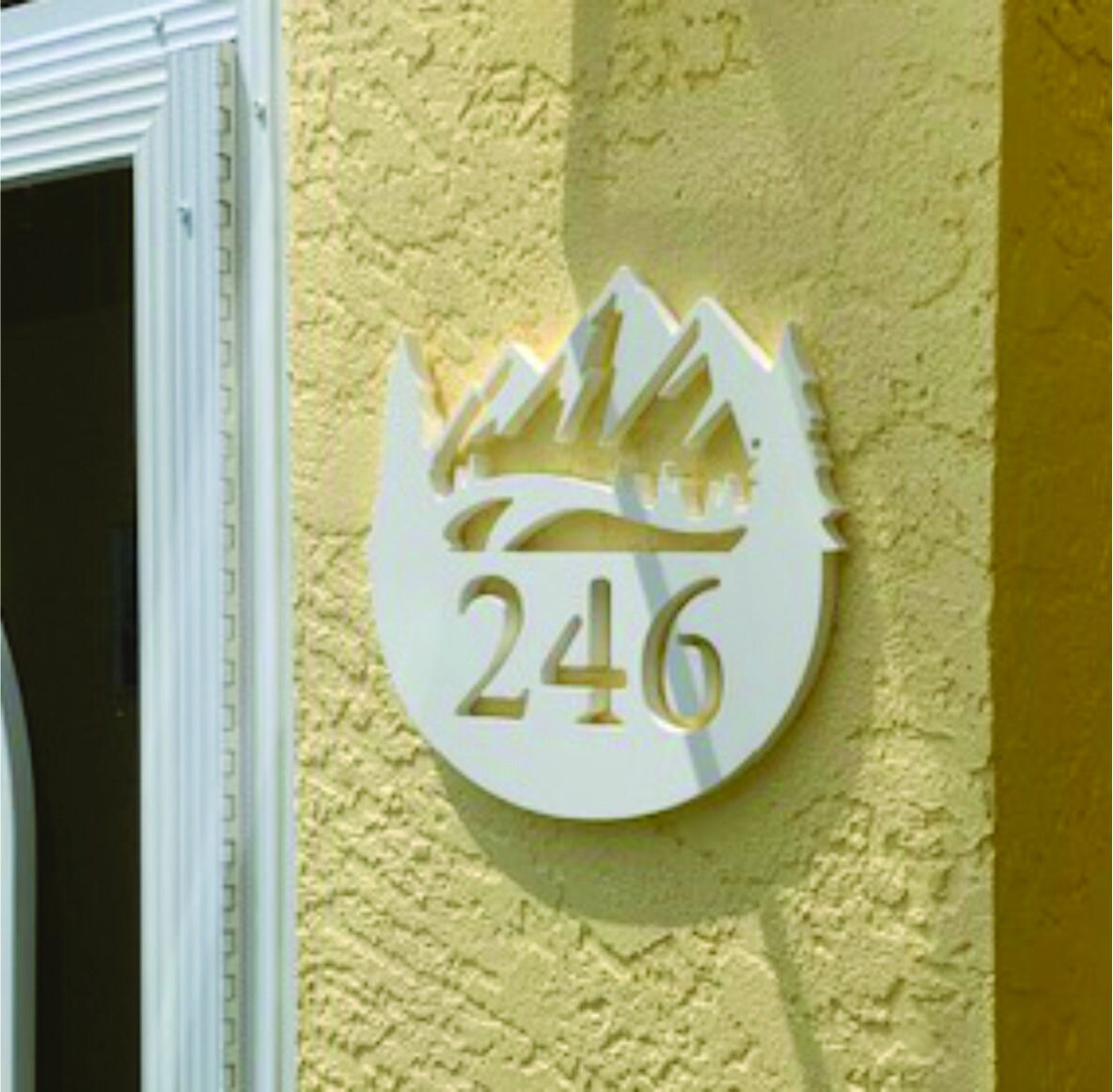 House Number Plaque - Mountain Range, Address Plaque, Custom, Personalized, Housewarming Gift, Outdoor Decor, Ships Free To Mainland USA