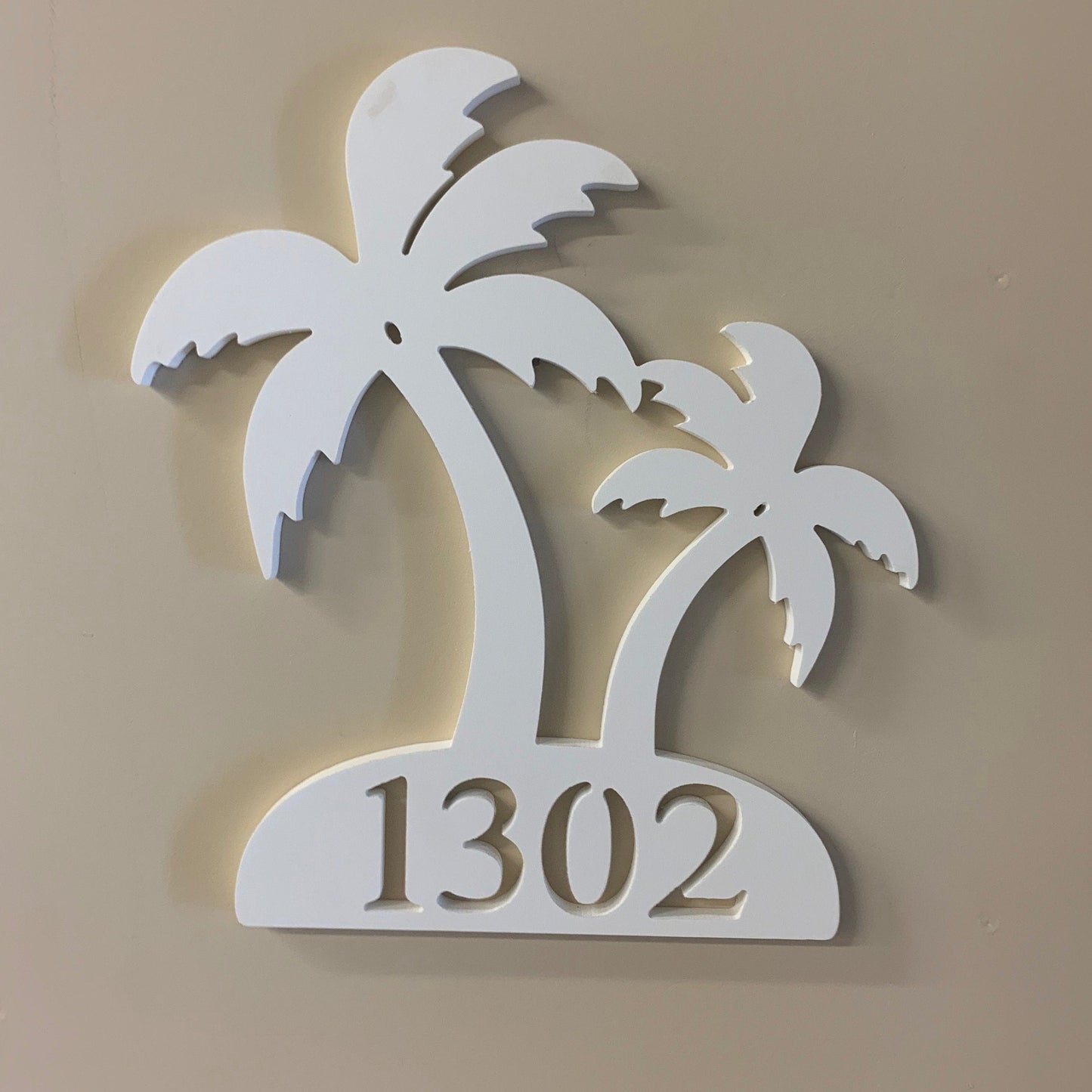 House Number Plaque - Palm Tree Double, Address Plaque, Custom, Personalized, Housewarming Gift, Outdoor Decor, Ships Free To Mainland USA