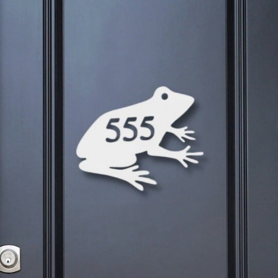 House Number Plaque - Frog Sitting, Address Plaque, Custom, Personalized, Housewarming Gift, Outdoor Decor, Ships Free To Mainland USA