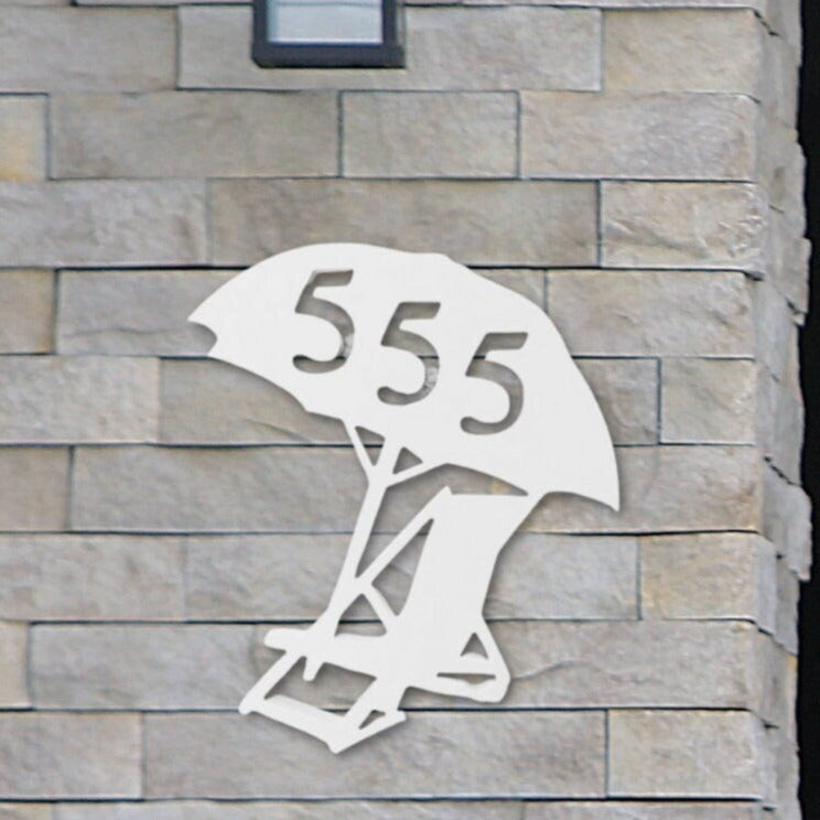 House Number Plaque - Deck Chair, Address Plaque, Custom, Personalized, Housewarming Gift, Outdoor Decor, Ships Free To Mainland USA