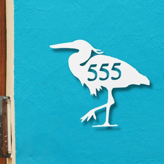 House Number Plaque - Heron, Address Plaque, Custom, Personalized, Housewarming Gift, Tropical, Outdoor Decor, Ships Free To Mainland USA