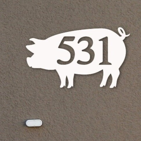 House Number Plaque - Pig, Address Plaque, Custom, Personalized, Housewarming Gift, Tropical, Outdoor Decor, Ships Free To Mainland USA