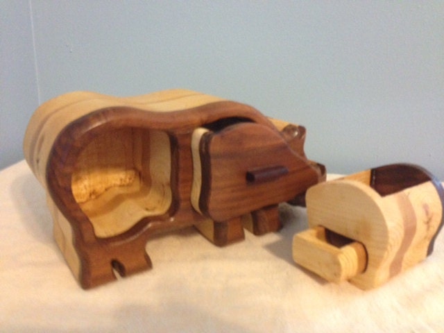 Solid Wood Box w/Drawers - Rhinoceros, Jewelry Box, Handcrafted, Custom Box, Personalized Box, Handmade, Home Decor, Engraved, Stash Box