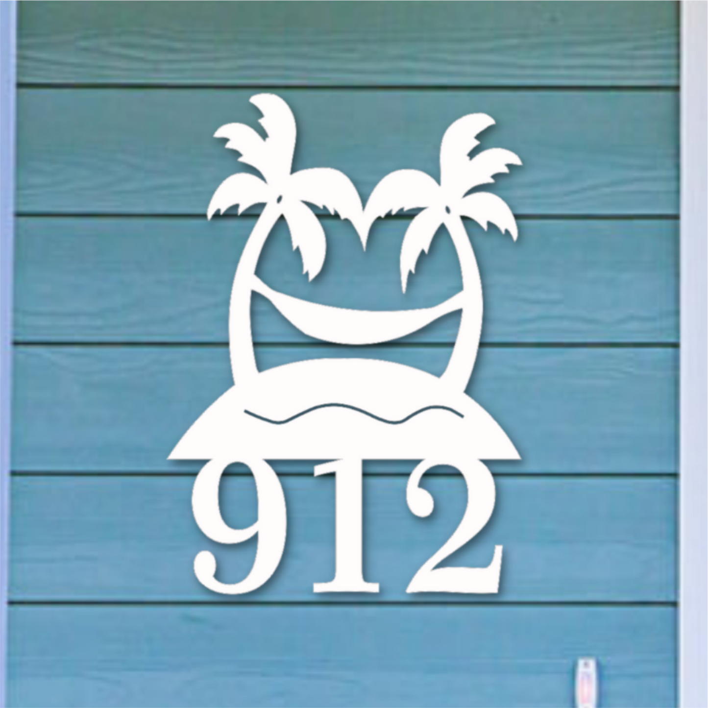 House Number Sign, Palm Tree Hammock, Address Plaque, Address Sign, Custom, Personalized Sign, Housewarming Gift, Coastal, Tropical, Outdoor