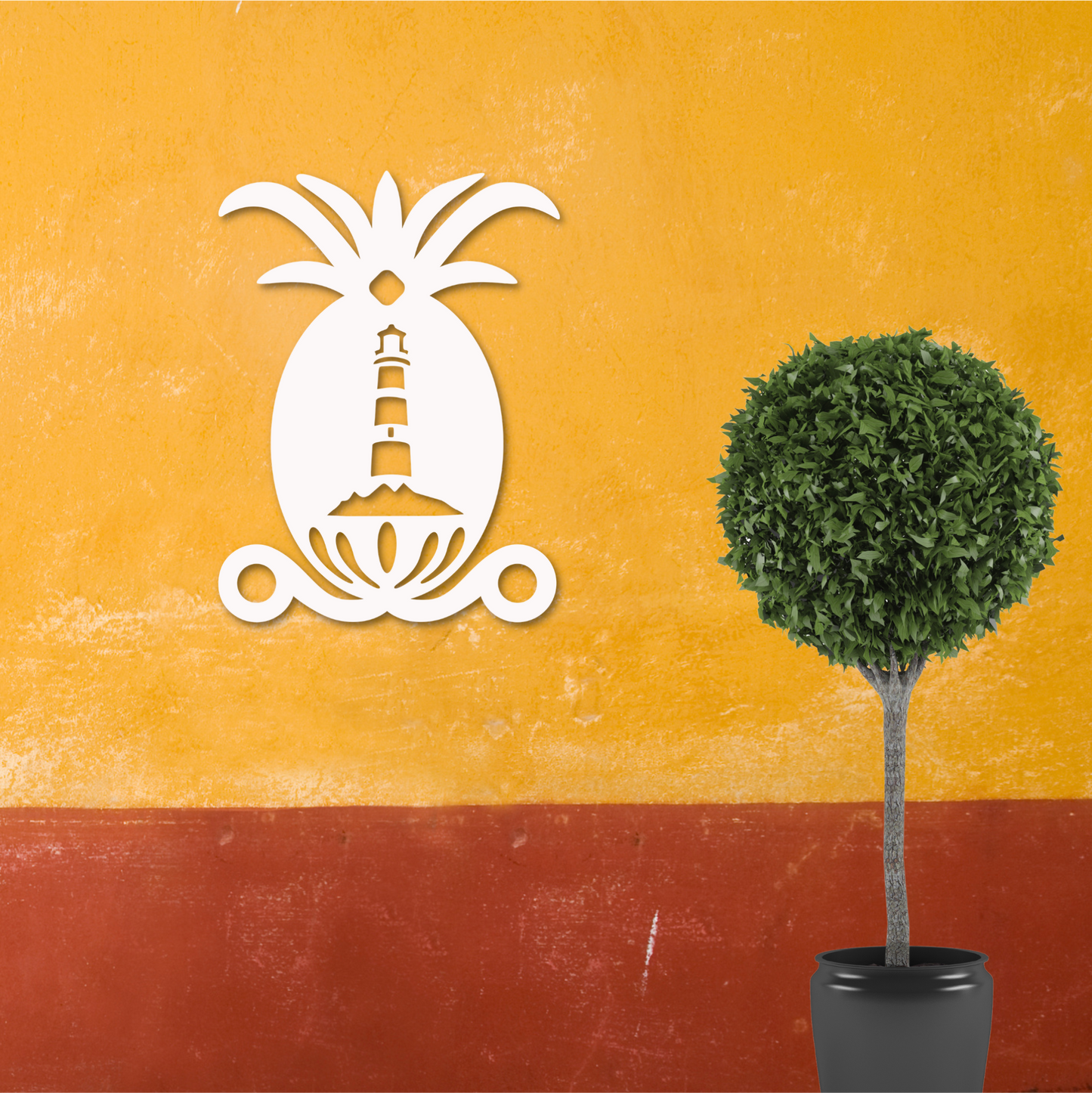 Wall Art, Pineapple with Lighthouse, Tropical, Outdoor Decor, Housewarming Gift, Nautical, Coastal, Custom, PVC Wall Art, Long Lasting